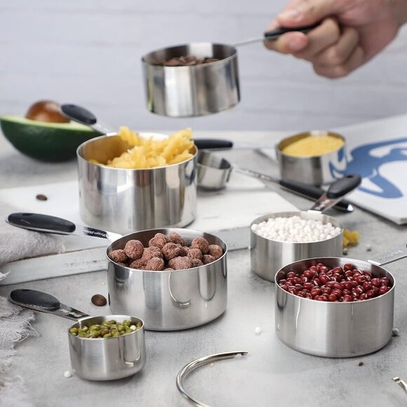 Measuring Cups Set of 8 Stainless Steel Measuring Cups for Dry and Liquid Ingr - Picture 5 of 7